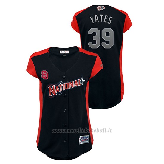 Maglia Baseball Donna San Diego San Diego Padres 2019 All Star Game Workout National League Kirby Yates Blu
